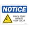 Signmission OSHA Notice Sign, 5" Height, 7" Width, Pinch Point Hazard Keep Clear Sign With Symbol, Landscape OS-NS-D-57-L-17287 - alternate 1